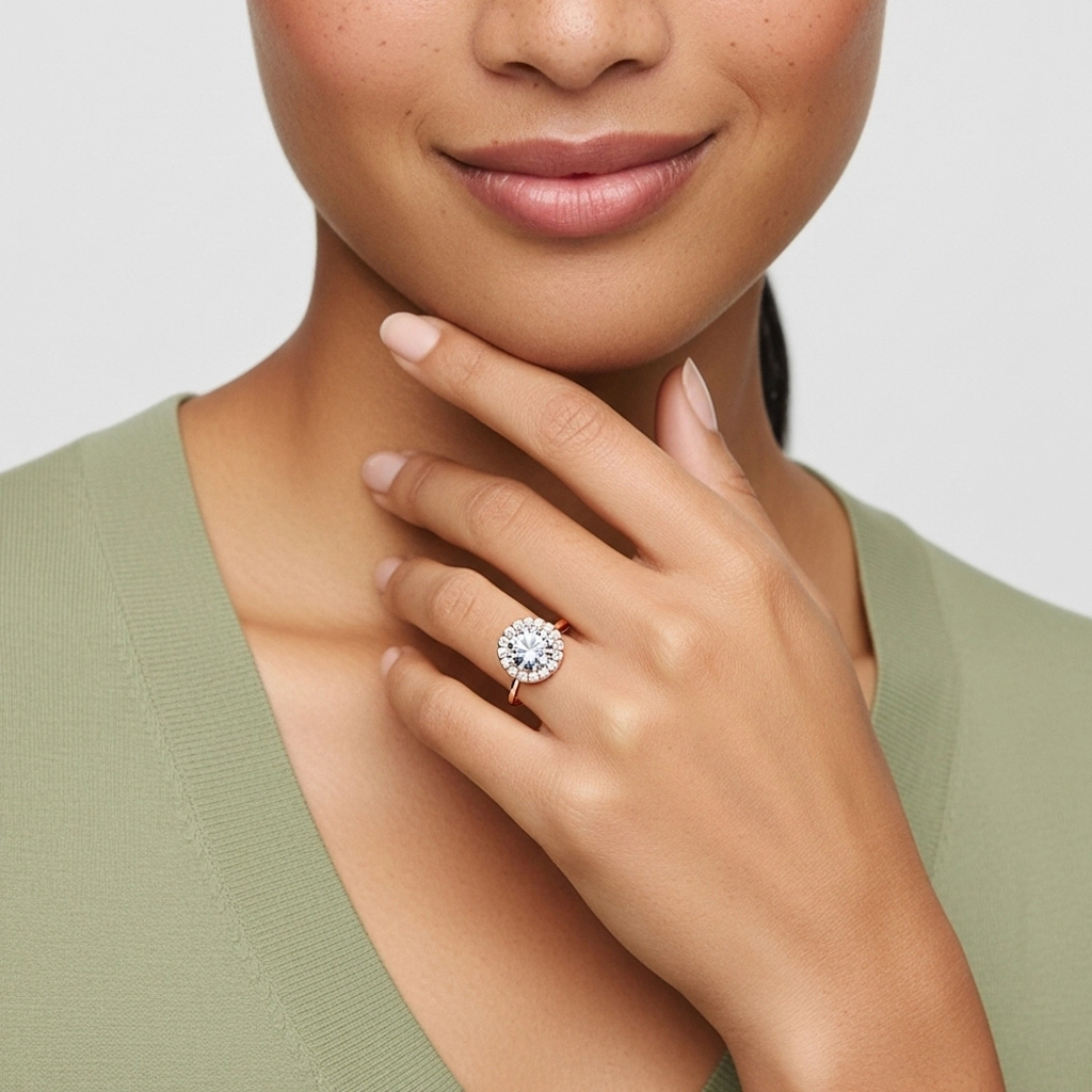 1.00ct Moissanite Bague de fiançailles Or rose 18 carats