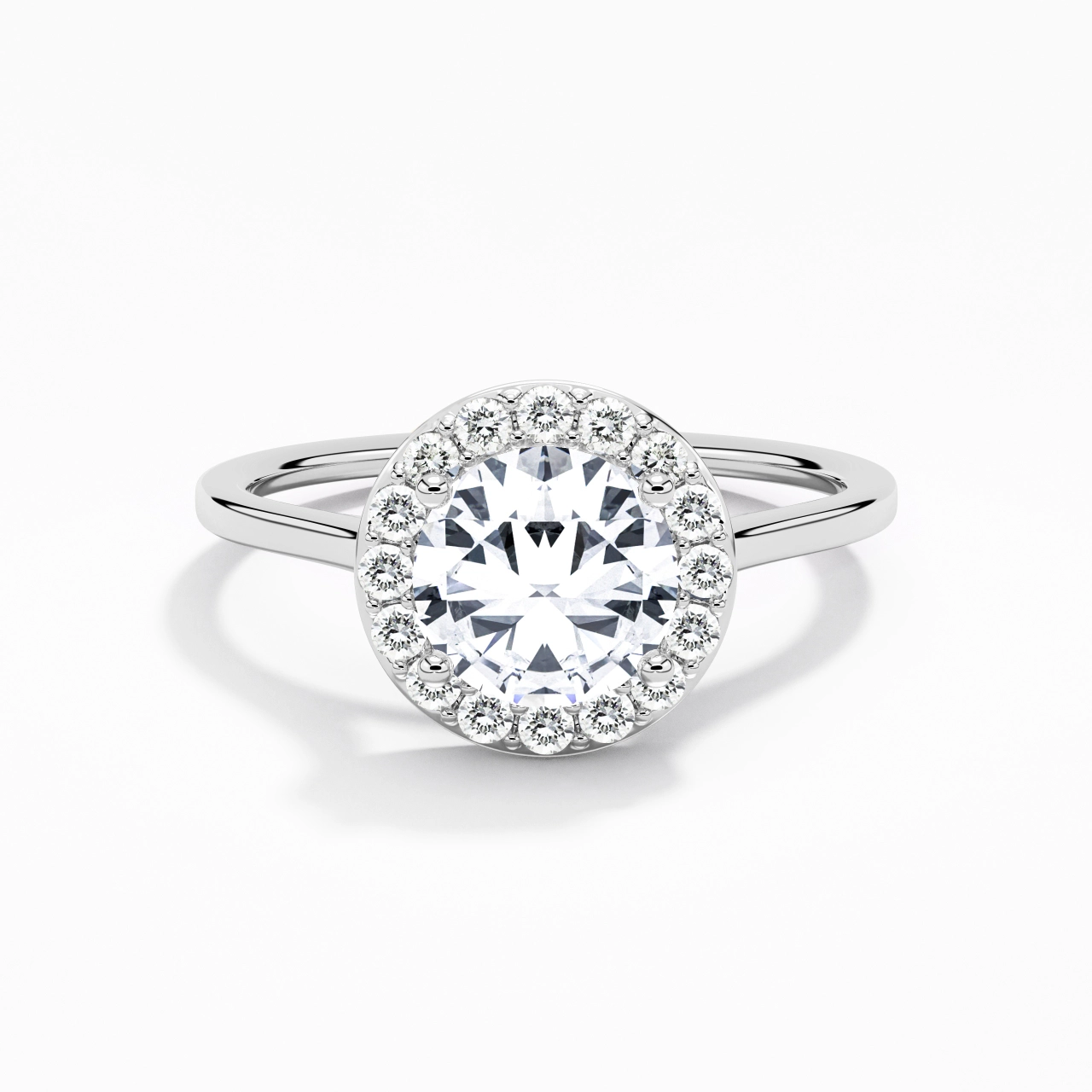 1.00ct Moissanite Engagement Ring 18K White Gold