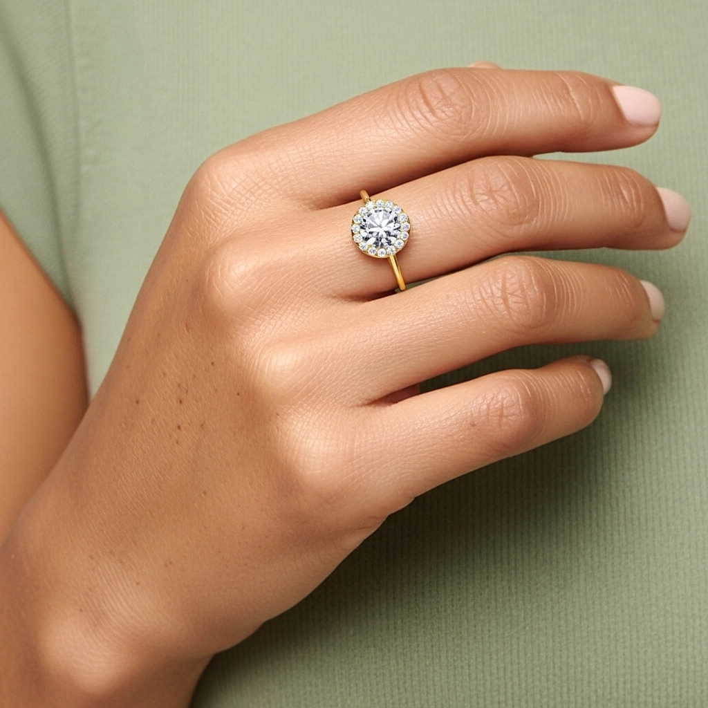 Simple Rond 1.00ct Moissanite Bague de fiançailles