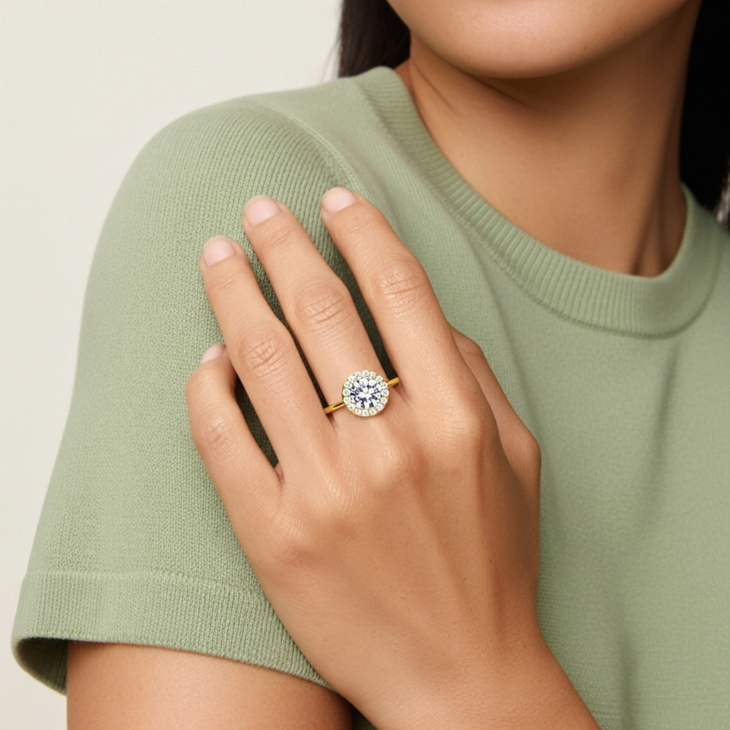 Simple Rond 1.00ct Moissanite Bague de fiançailles