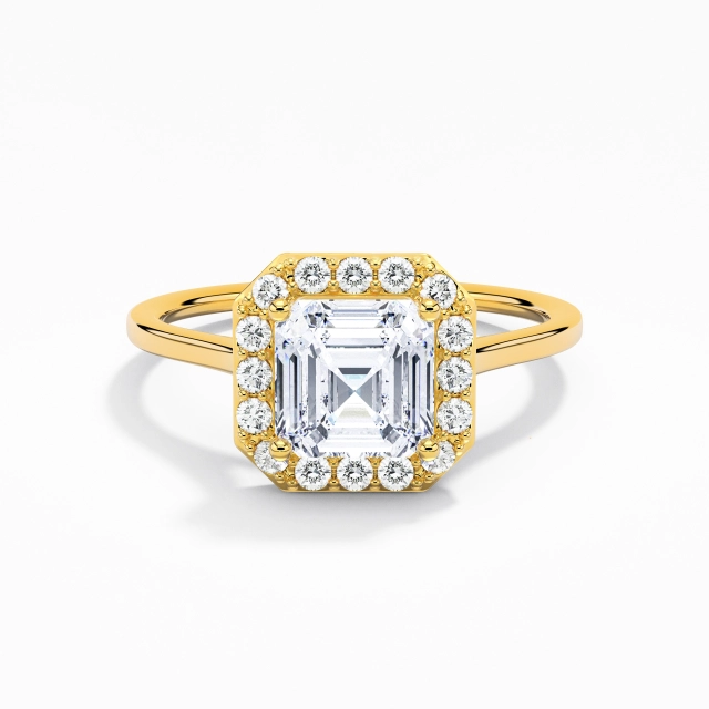 Simple Asscher Moissanite Engagement Ring 1.00ct In White 925 Sterling Silver Halo Traditional Shank