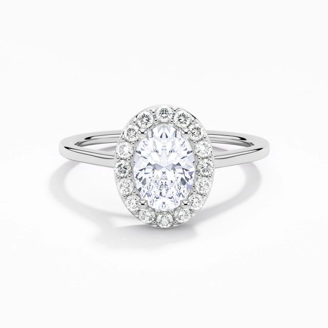 Simple Ovale Moissanite Bague de fiançailles 1.00ct En Blanc Argent sterling 925 Halo Tige Traditionnelle