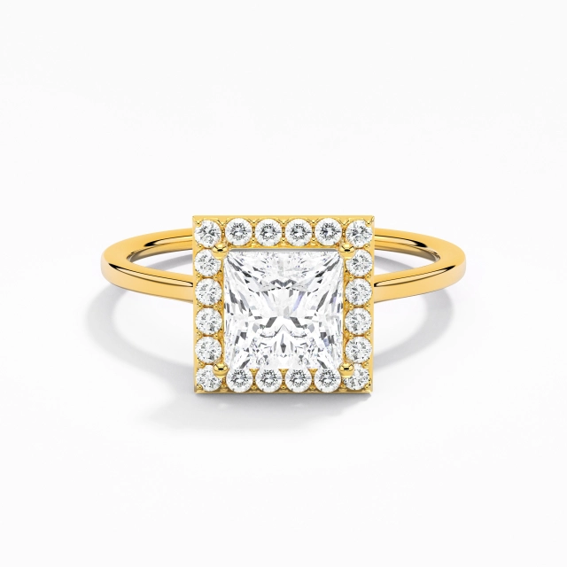 Simple Princess Moissanite Engagement Ring 1.00ct In White 925 Sterling Silver Halo Traditional Shank
