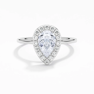 1.00ct Moissanite Engagement Ring 18K White Gold