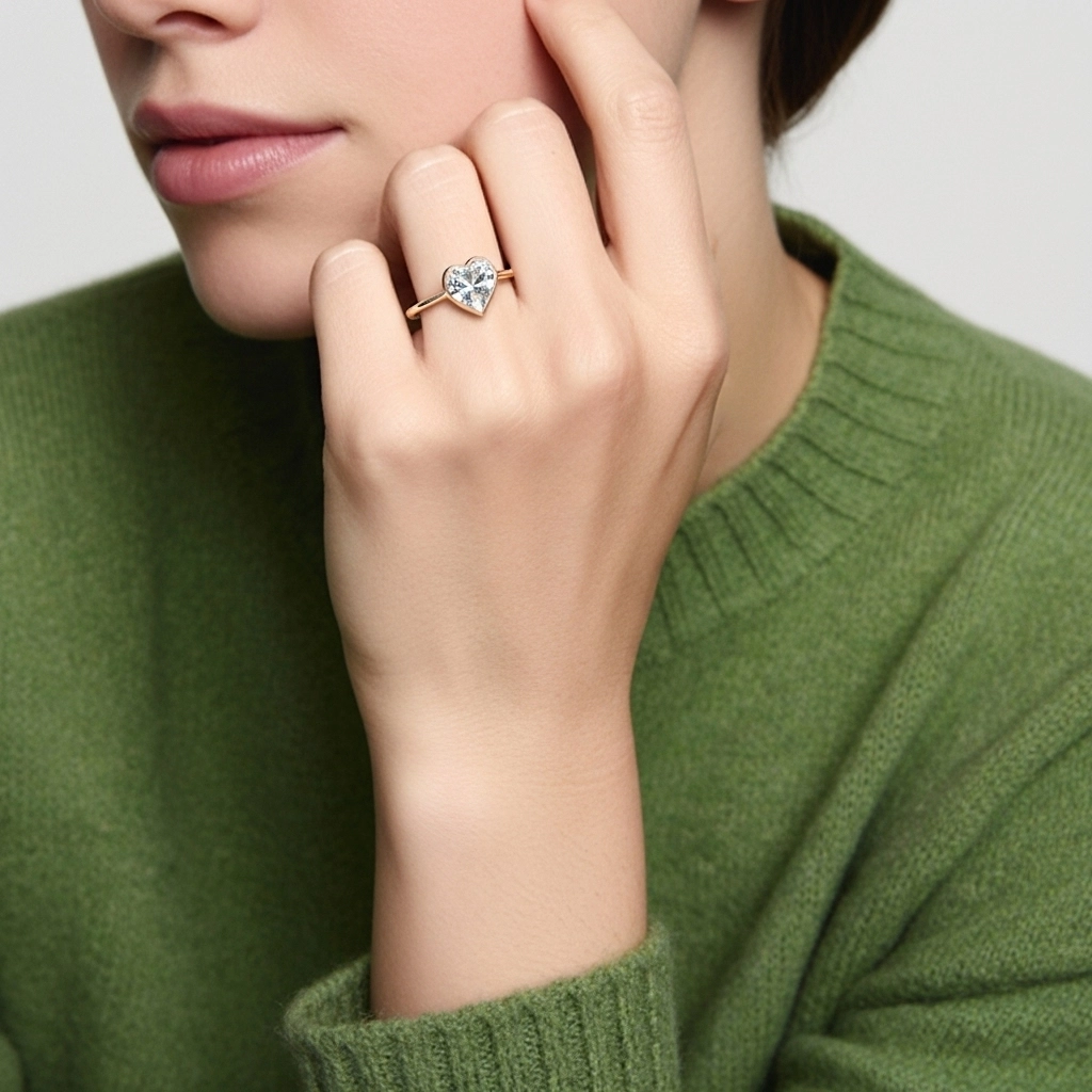 Understated Heart 2.00ct Moissanite Engagement Ring