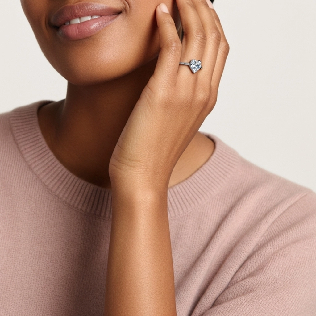 Understated Heart 2.00ct Moissanite Engagement Ring