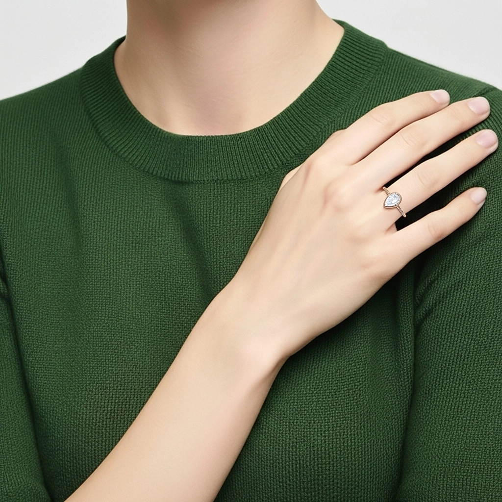 Sobre Poire 2.00ct Moissanite Bague de fiançailles