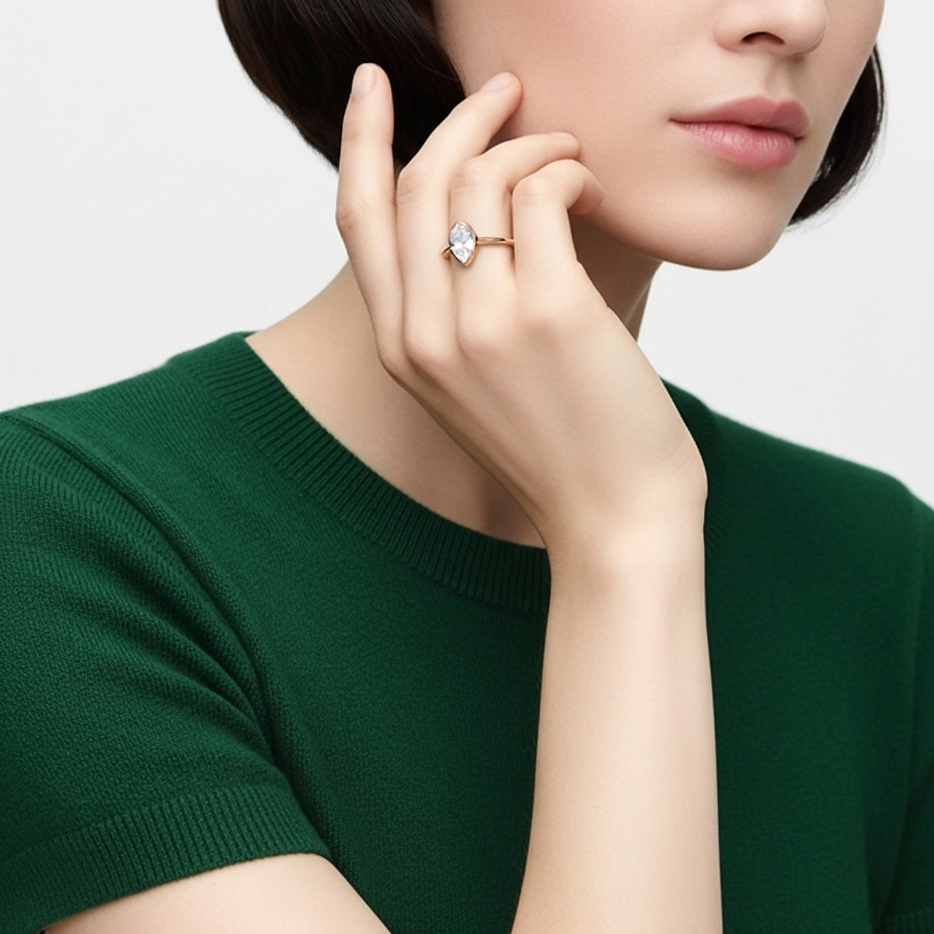 Sobre Poire 2.00ct Moissanite Bague de fiançailles