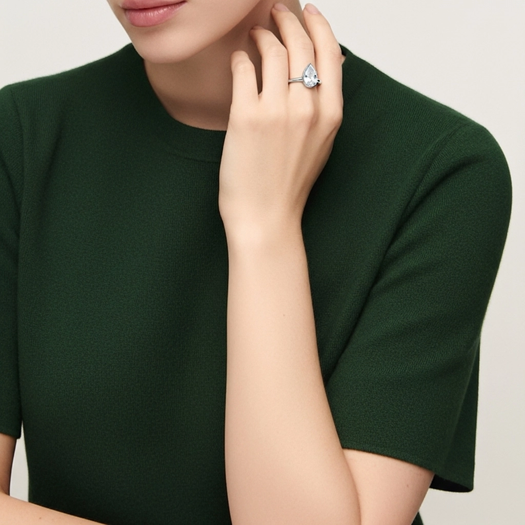 Understated Pear 1.00ct Moissanite Engagement Ring