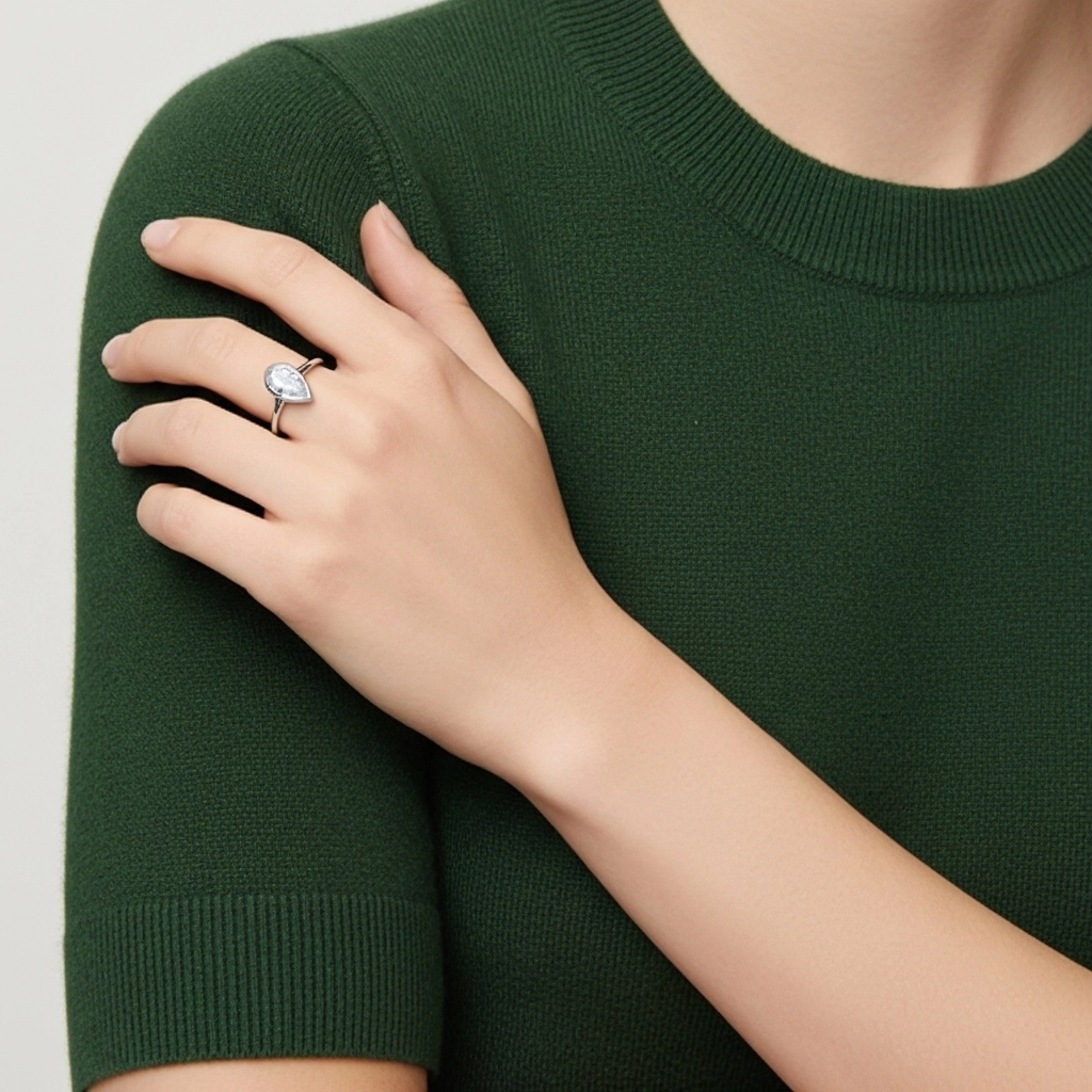 Understated Pear 1.00ct Moissanite Engagement Ring