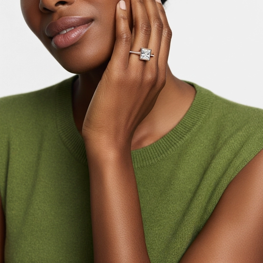 Sobre Princesse 1.00ct Moissanite Bague de fiançailles