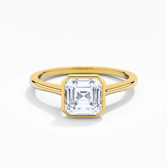 1.00ct Asscher Moissanite Bague de fiançailles Argent sterling 925 Solitaire Lunette Sobre Tige Traditionnelle