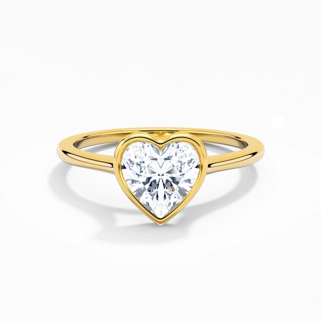 1.00ct Cœur Moissanite Bague de fiançailles Argent sterling 925 Solitaire Lunette Sobre Tige Traditionnelle VANCARO Logo Image