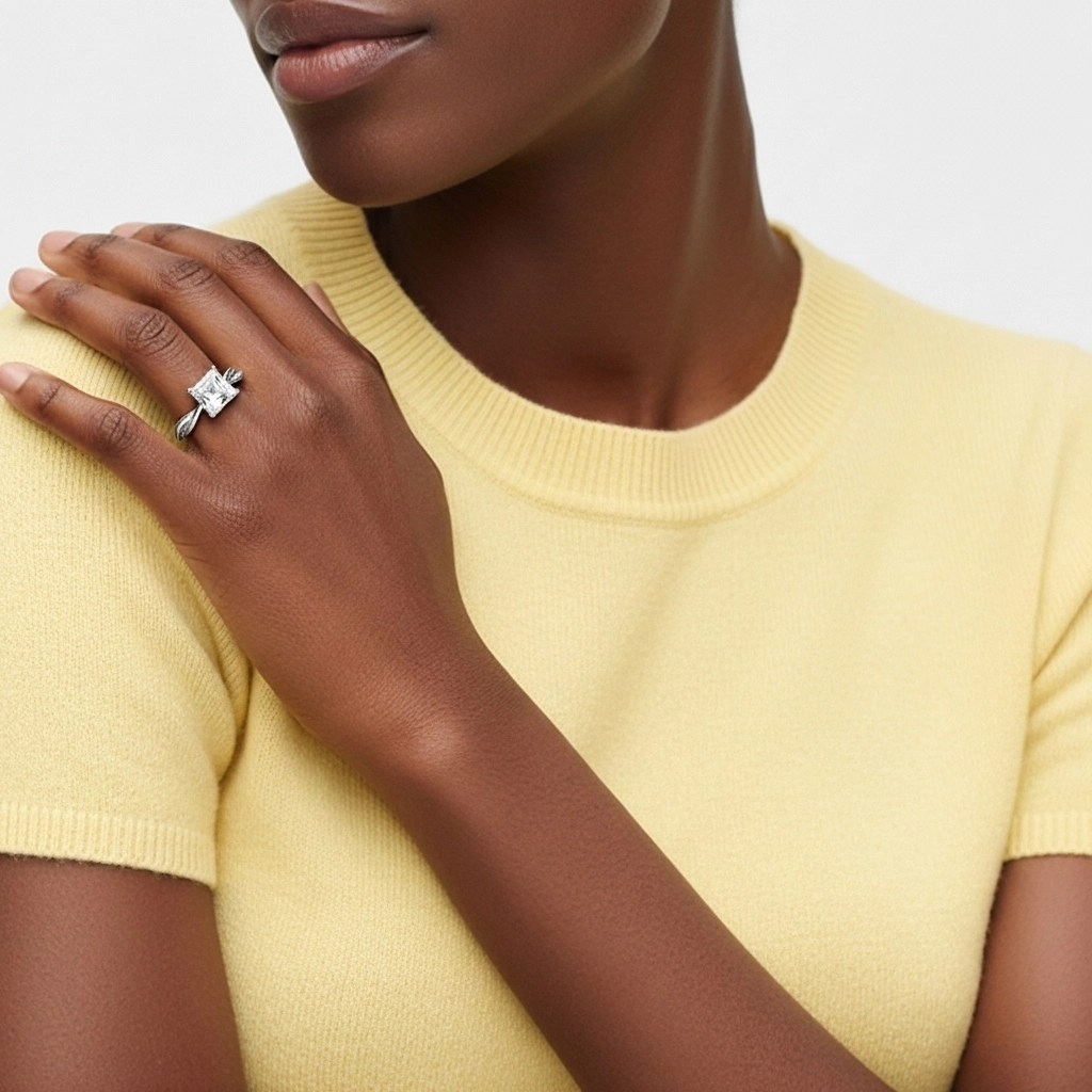 Understated Asscher 2.00ct Moissanite Engagement Ring