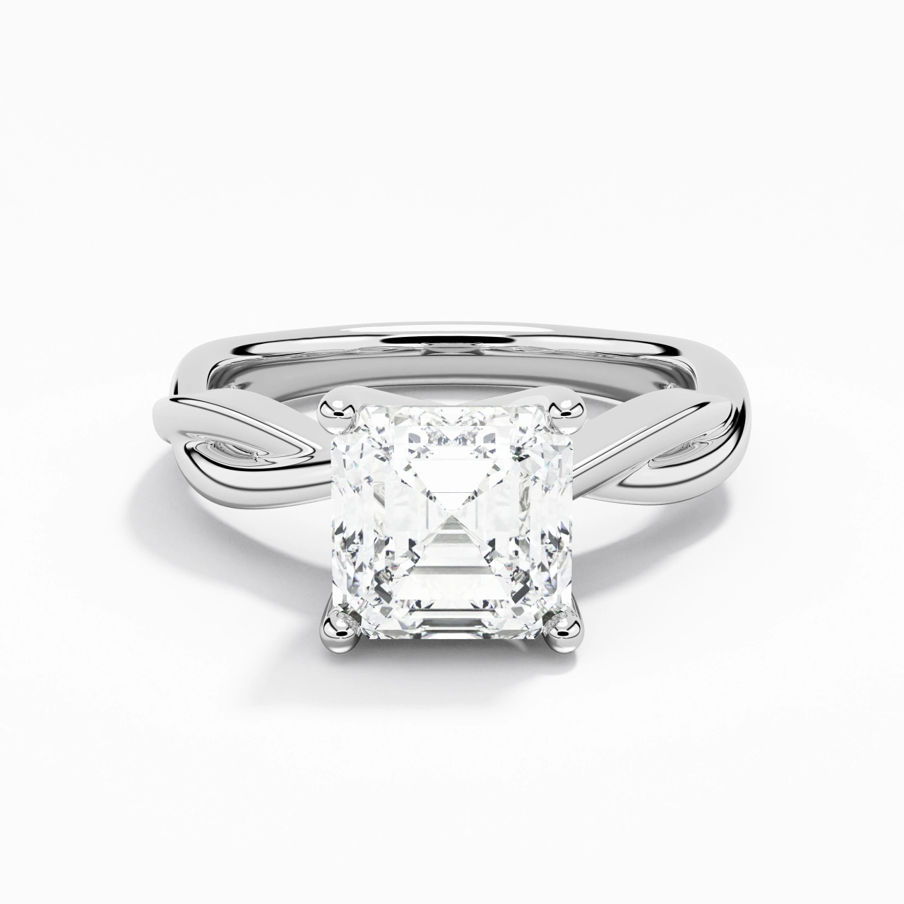 Understated Asscher 2.00ct Moissanite Engagement Ring