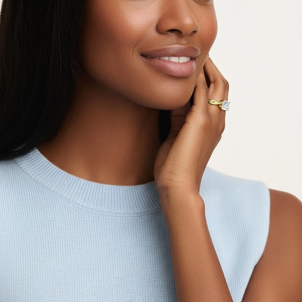 Sobre Coussin 1.00ct Moissanite Bague de fiançailles