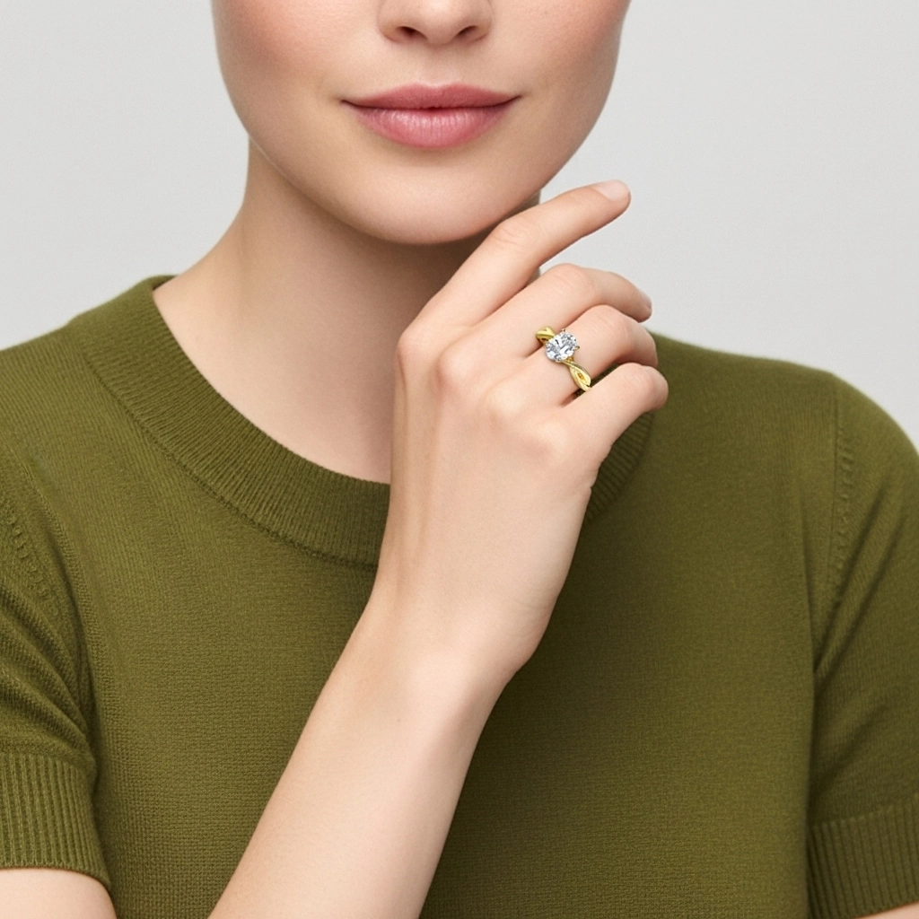 Sobre Ovale 2.00ct Moissanite Bague de fiançailles