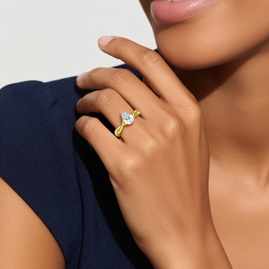 1.00ct Moissanite Engagement Ring 925 Sterling Silver