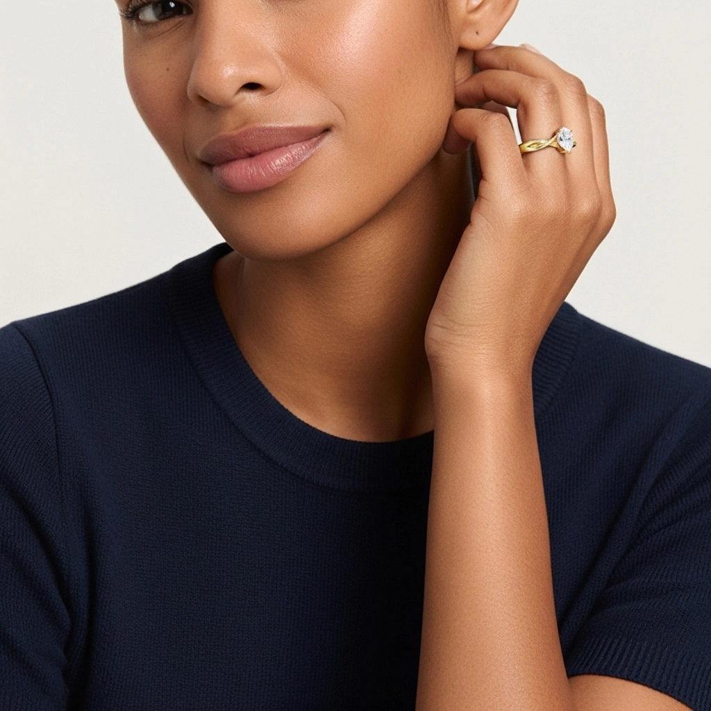 Understated Pear 1.50ct Moissanite Engagement Ring