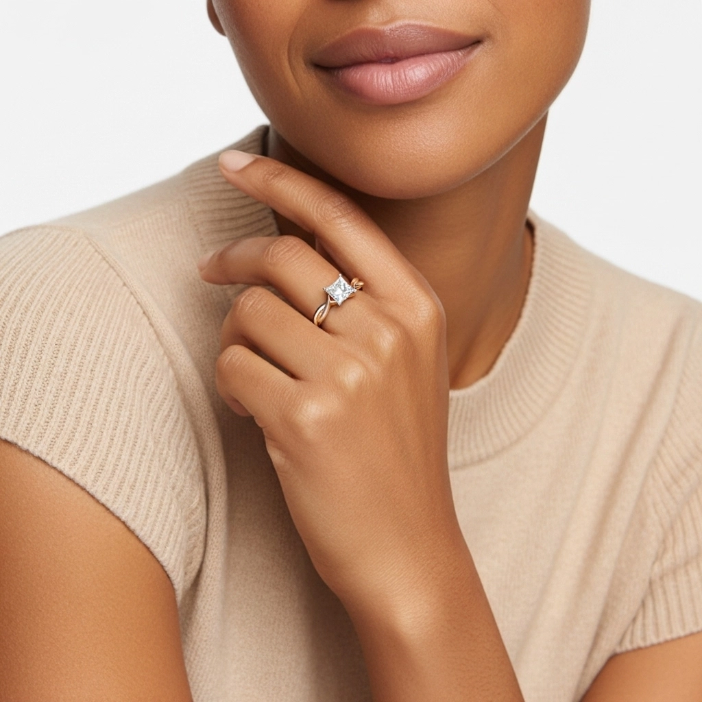 Understated Princess 2.00ct Moissanite Engagement Ring