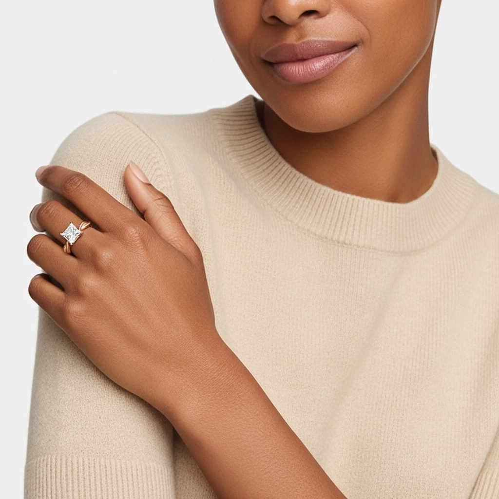 Understated Princess 2.00ct Moissanite Engagement Ring