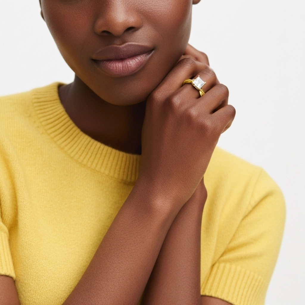 Sobre Princesse 1.50ct Moissanite Bague de fiançailles