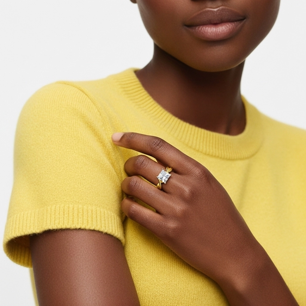 Sobre Princesse 1.50ct Moissanite Bague de fiançailles