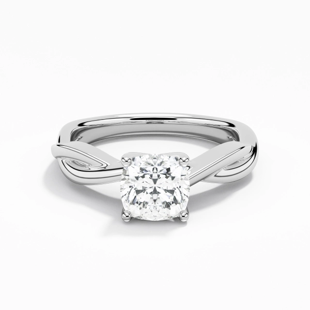 1.00ct Cushion Moissanite Engagement Ring 925 Sterling Silver Solitaire Understated Crossover