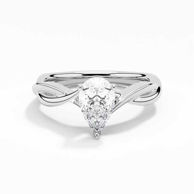 1.00ct Poire Moissanite Bague de fiançailles Argent sterling 925 Solitaire Sobre Croisé