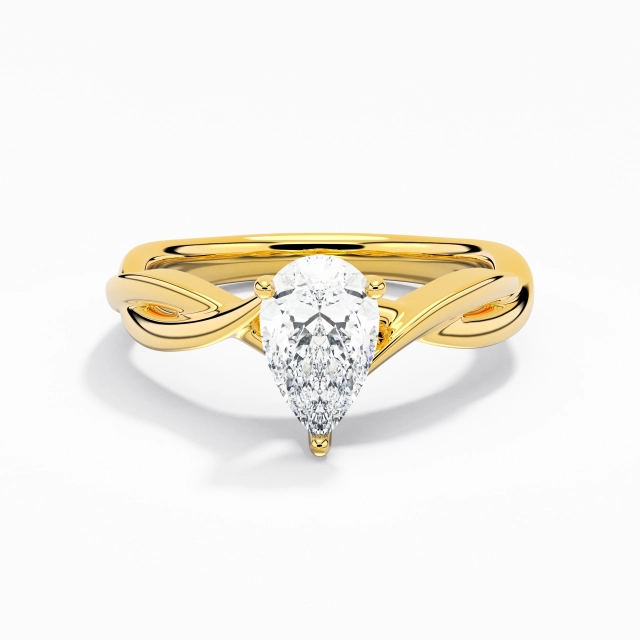 1.00ct Pear Moissanite Engagement Ring 925 Sterling Silver Solitaire Understated Crossover