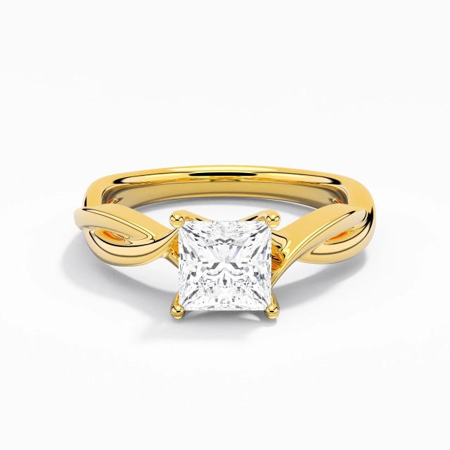 Understated Princess Moissanite Engagement Ring 1.00ct In White 14K Gold Solitaire Crossover