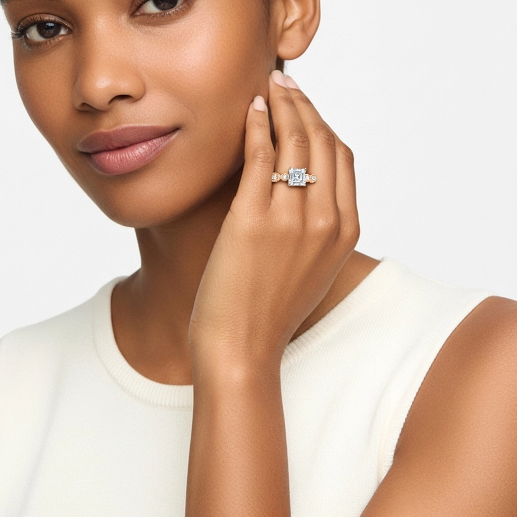 1.00ct Moissanite Engagement Ring 925 Sterling Silver