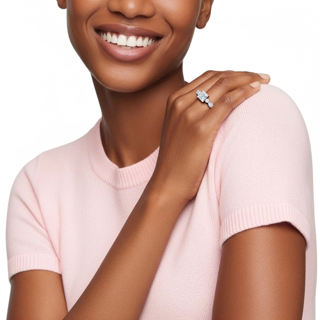 1.00ct Moissanite Engagement Ring 925 Sterling Silver