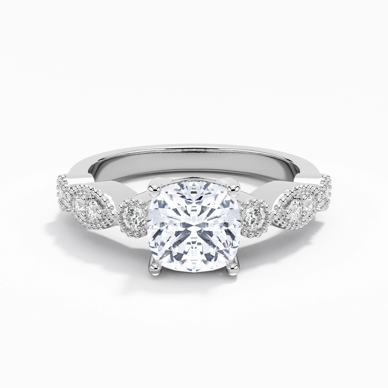 Retro Cushion 1.50ct Moissanite Engagement Ring