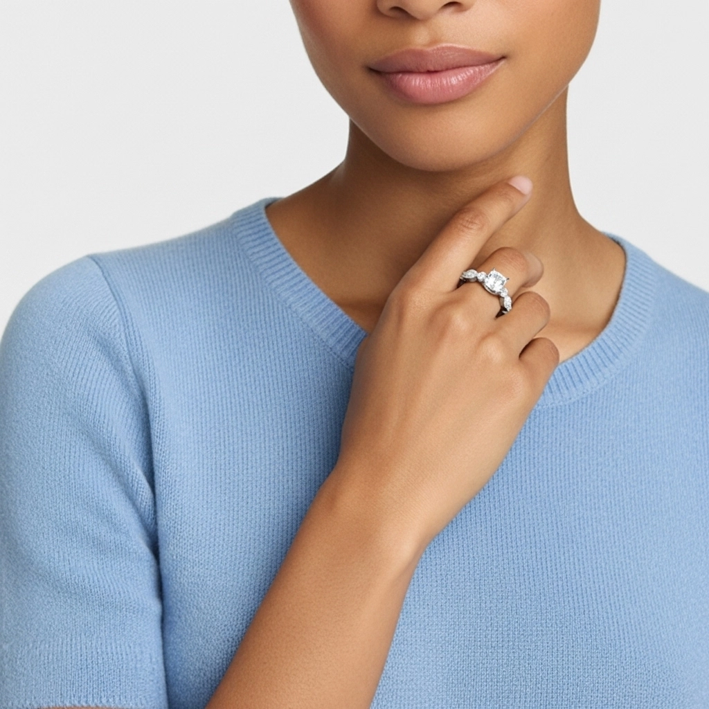 1.00ct Moissanite Engagement Ring 925 Sterling Silver