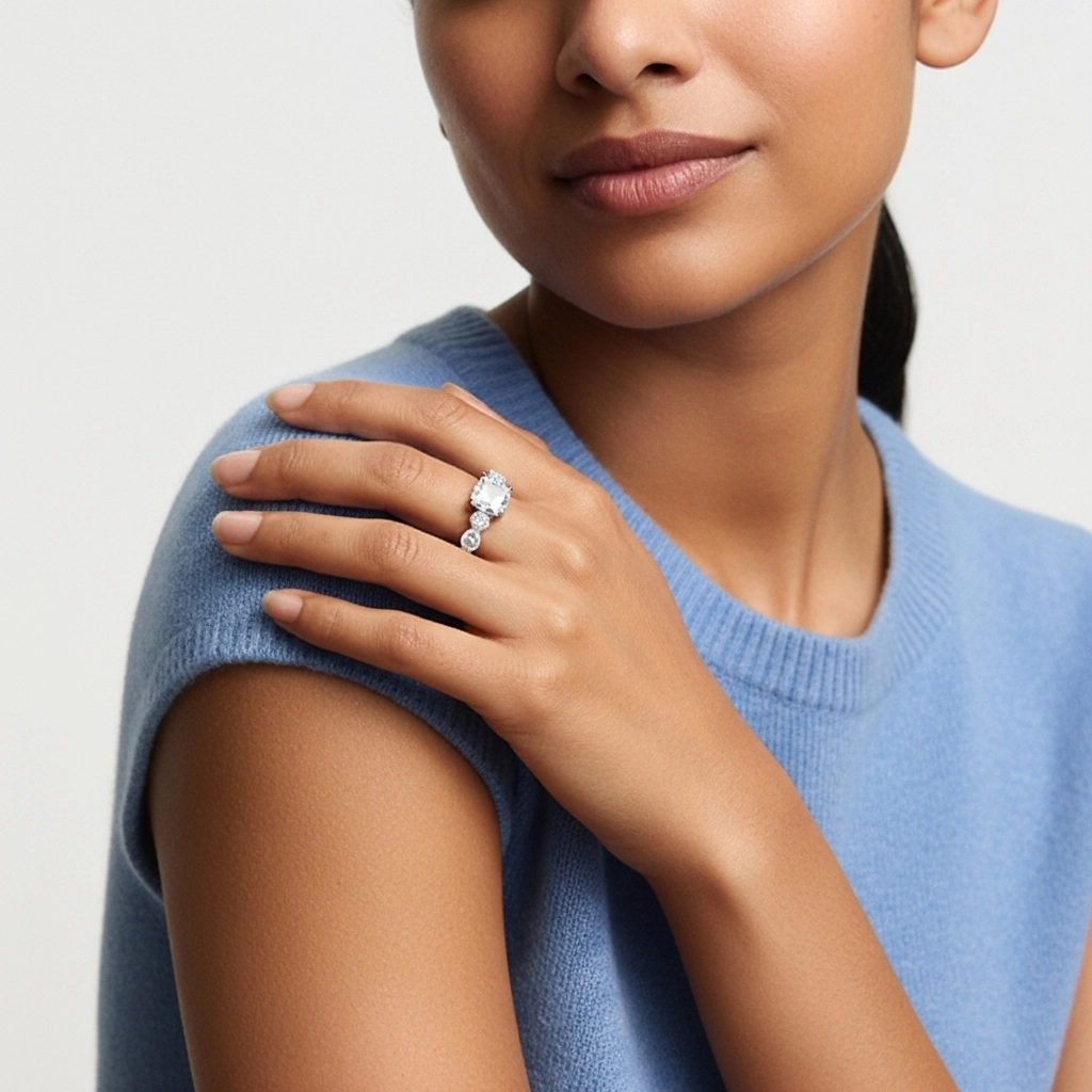 1.00ct Moissanite Engagement Ring 925 Sterling Silver