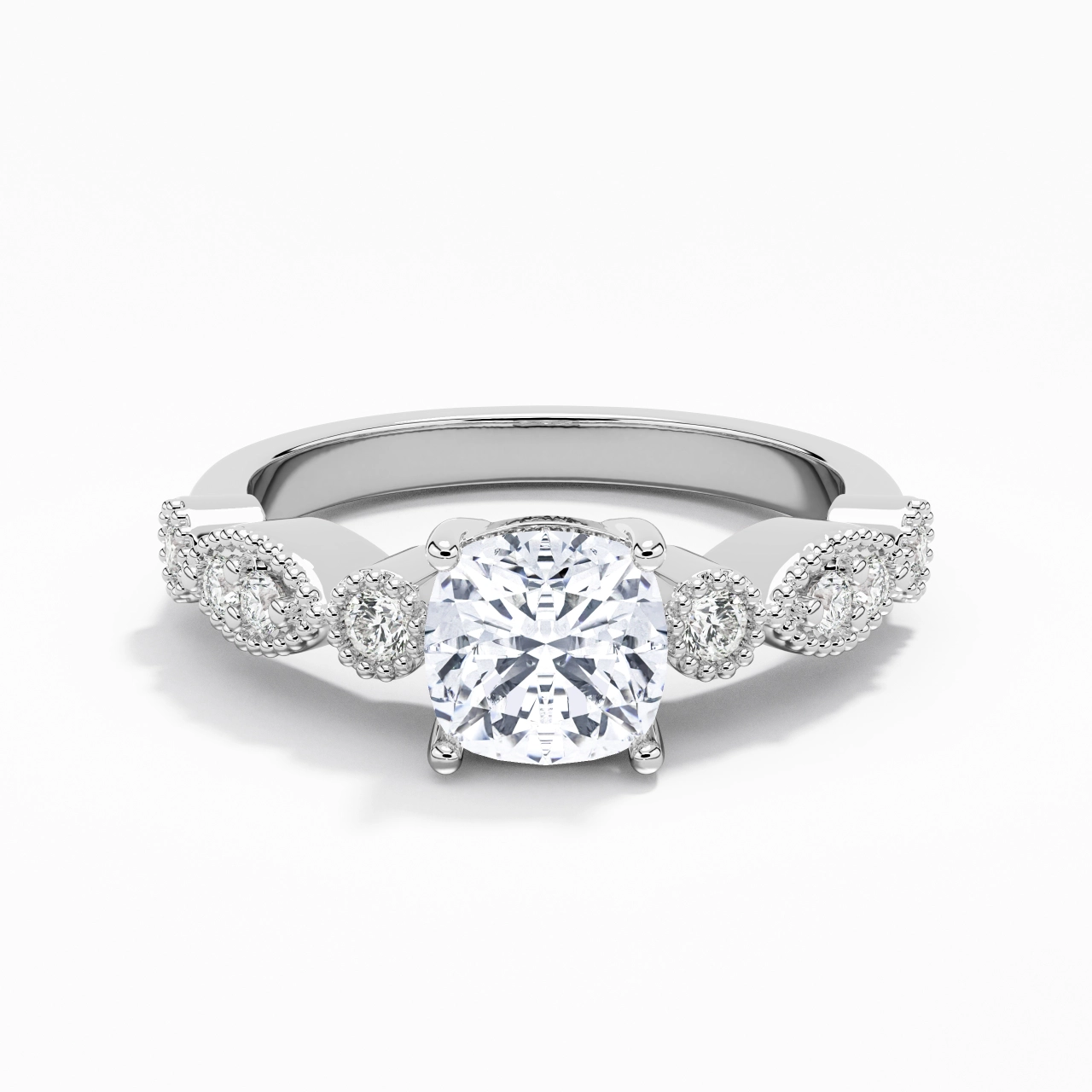 Retro Cushion 1.00ct Moissanite Engagement Ring