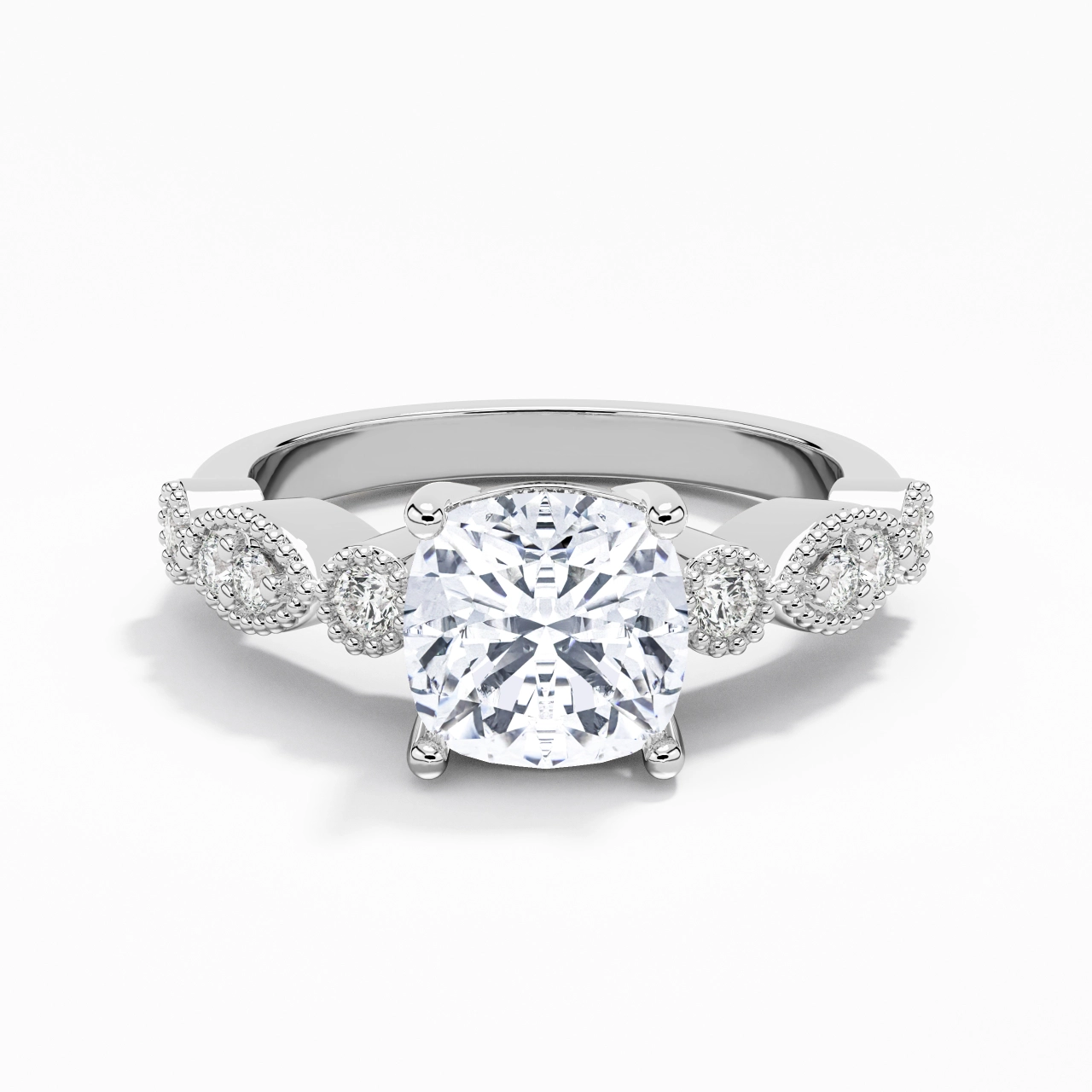 Retro Cushion 2.00ct Moissanite Engagement Ring