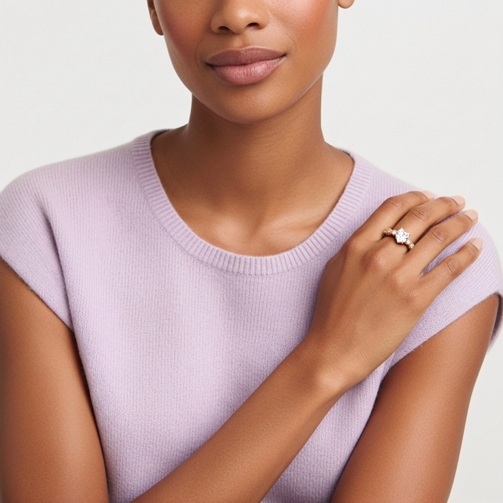 Retro Heart 1.00ct Moissanite Engagement Ring