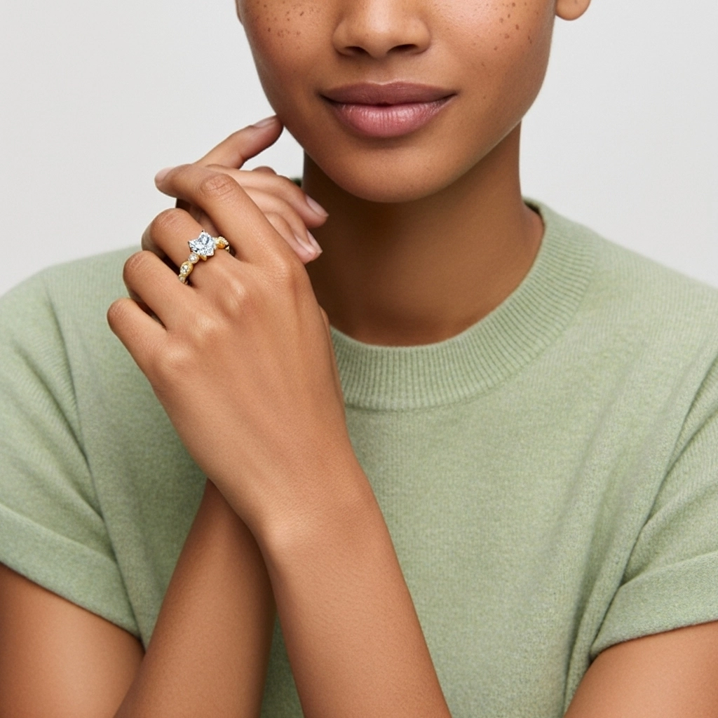 1.00ct Moissanite Engagement Ring 925 Sterling Silver