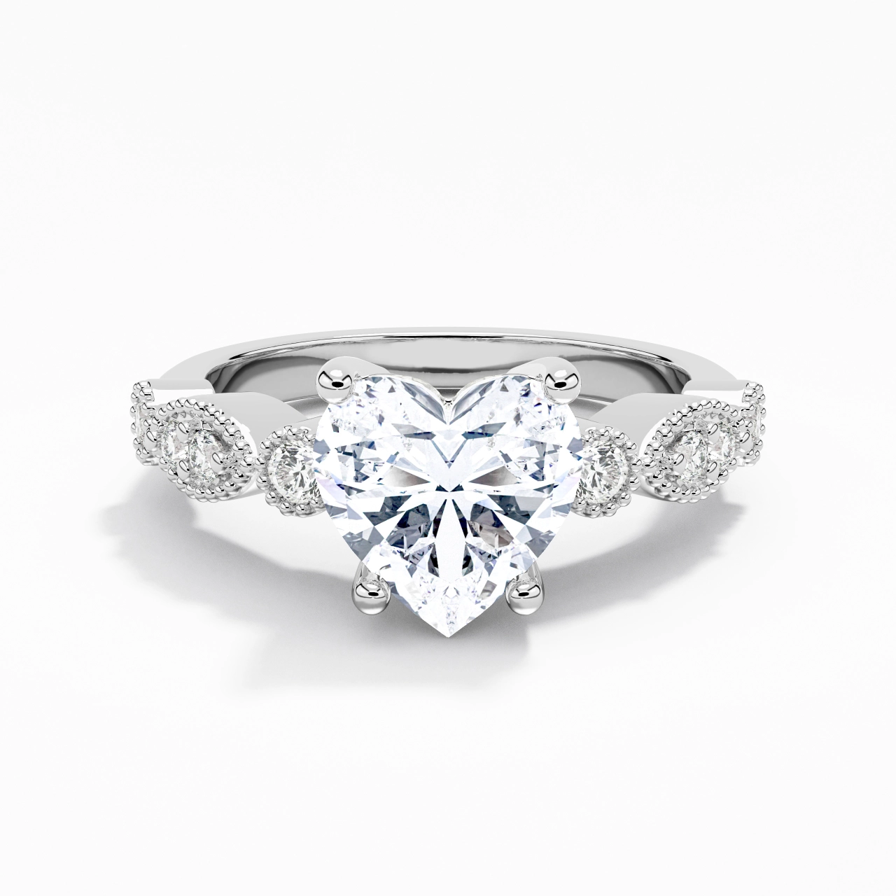 Retro Heart 2.00ct Moissanite Engagement Ring