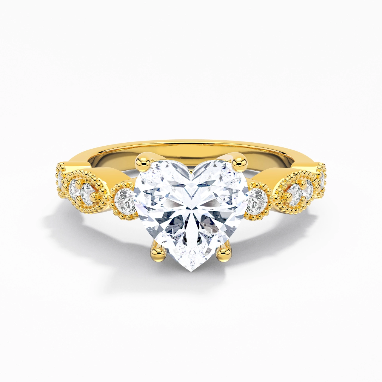 Retro Heart 2.00ct Moissanite Engagement Ring