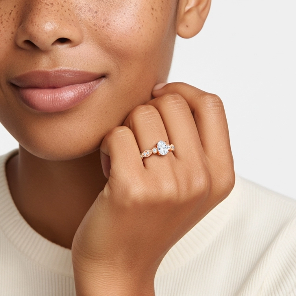 Retro Oval 1.00ct Moissanite Engagement Ring