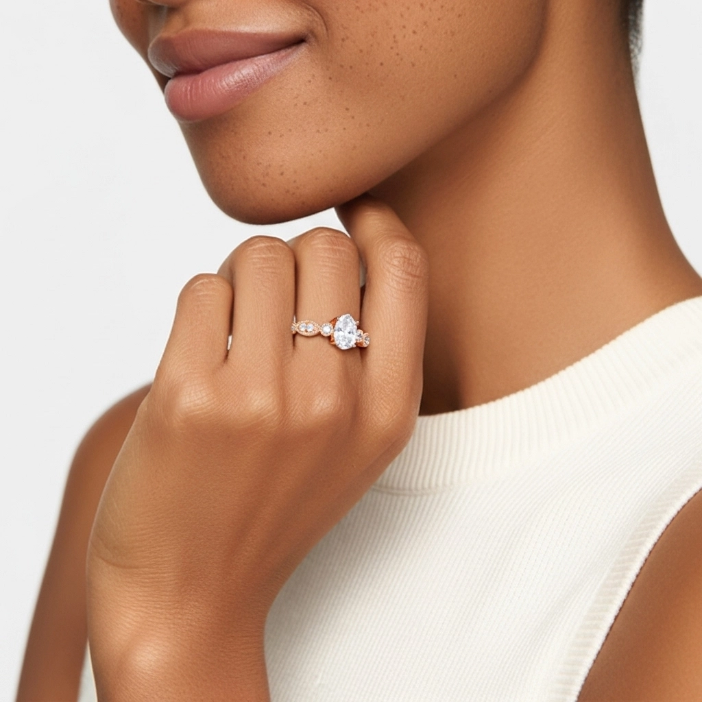 Retro Oval 1.00ct Moissanite Engagement Ring