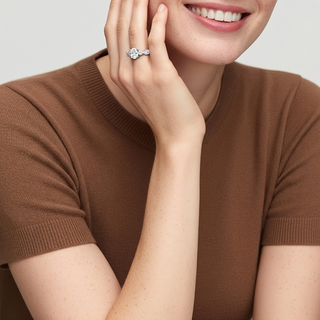 1.00ct Moissanite Engagement Ring 925 Sterling Silver