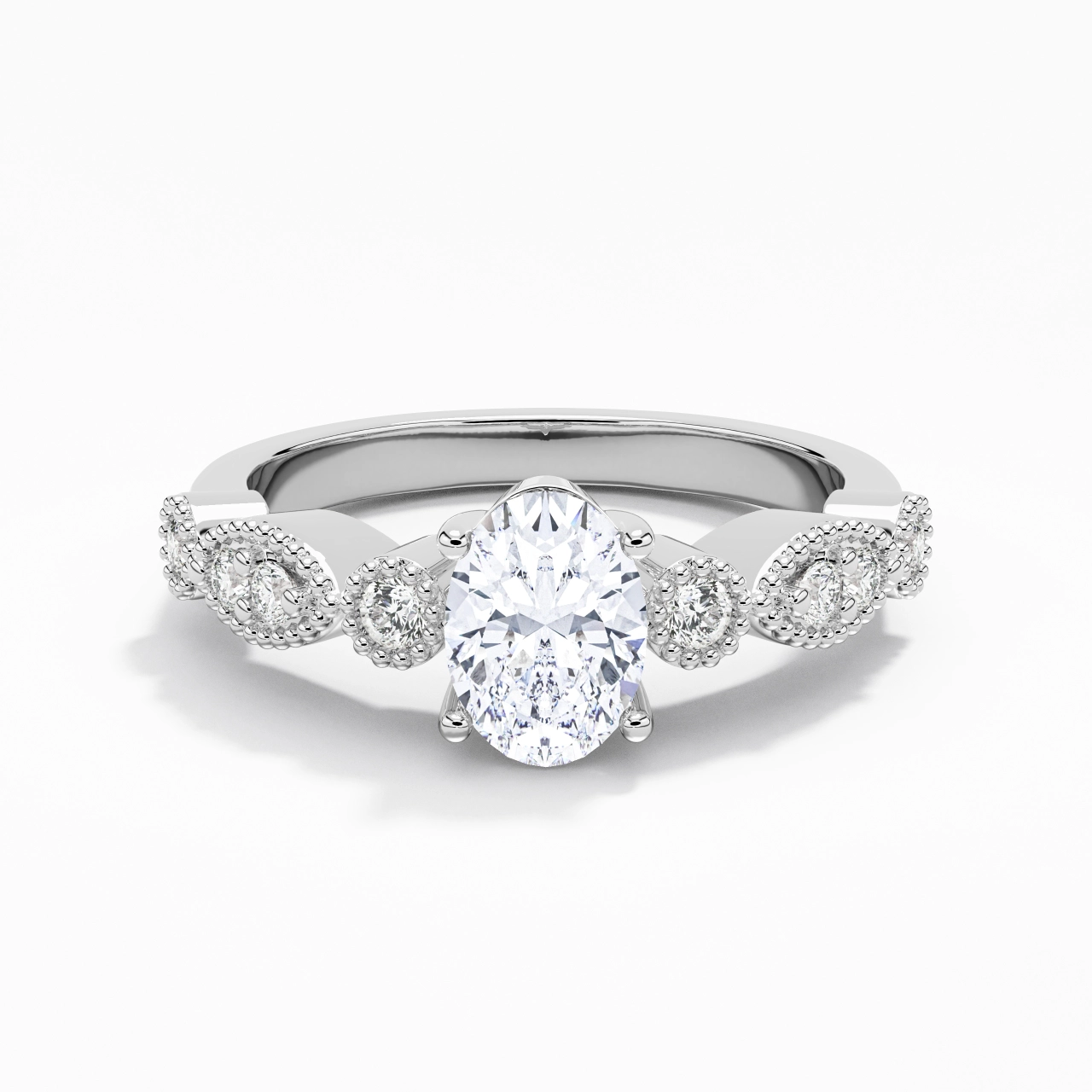 Retro Oval 1.00ct Moissanite Engagement Ring