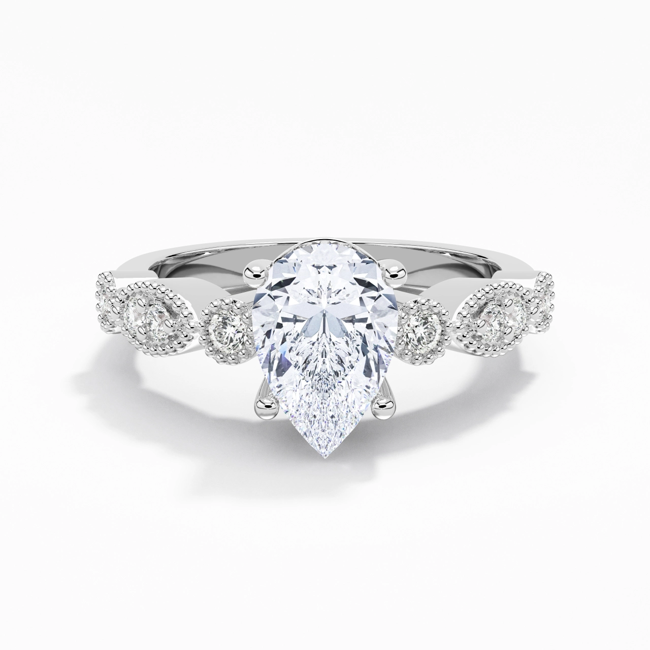 Retro Pear 1.50ct Moissanite Engagement Ring