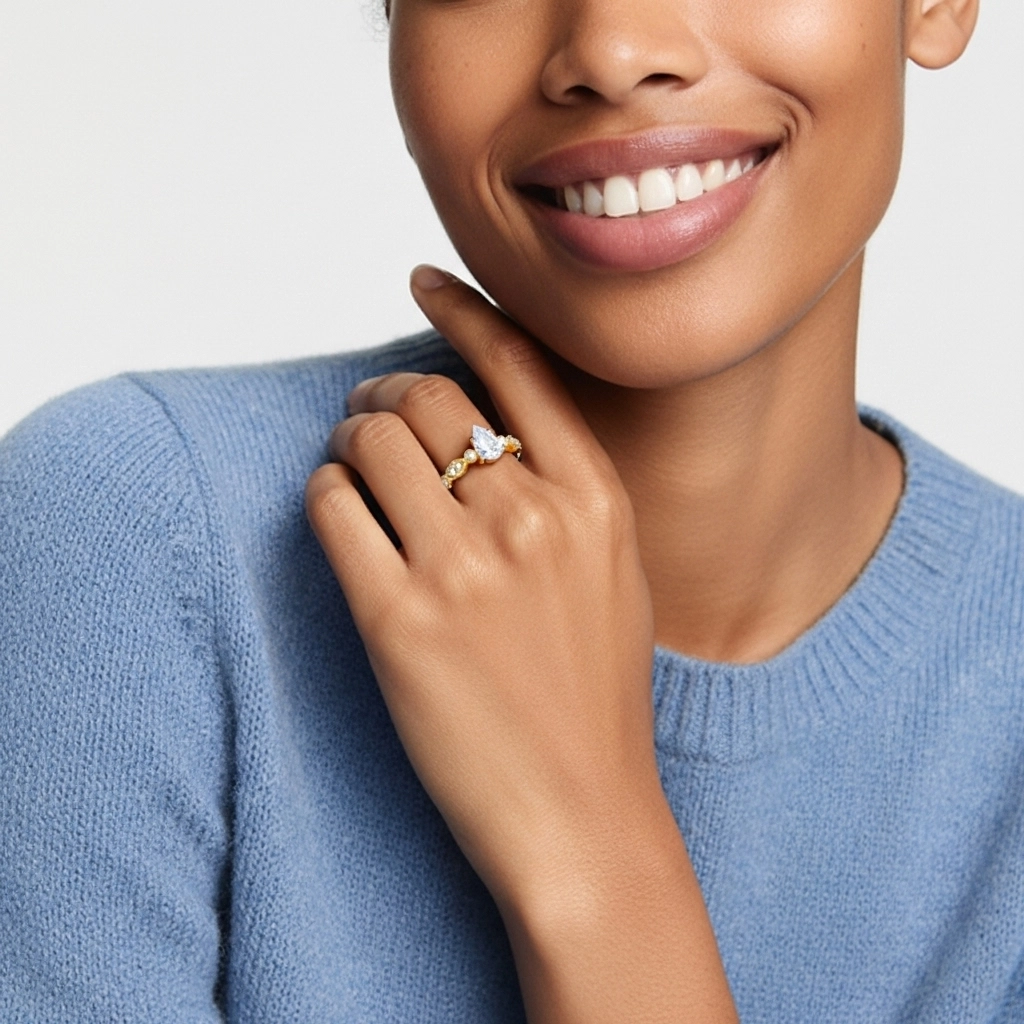 1.00ct Moissanite Engagement Ring 925 Sterling Silver