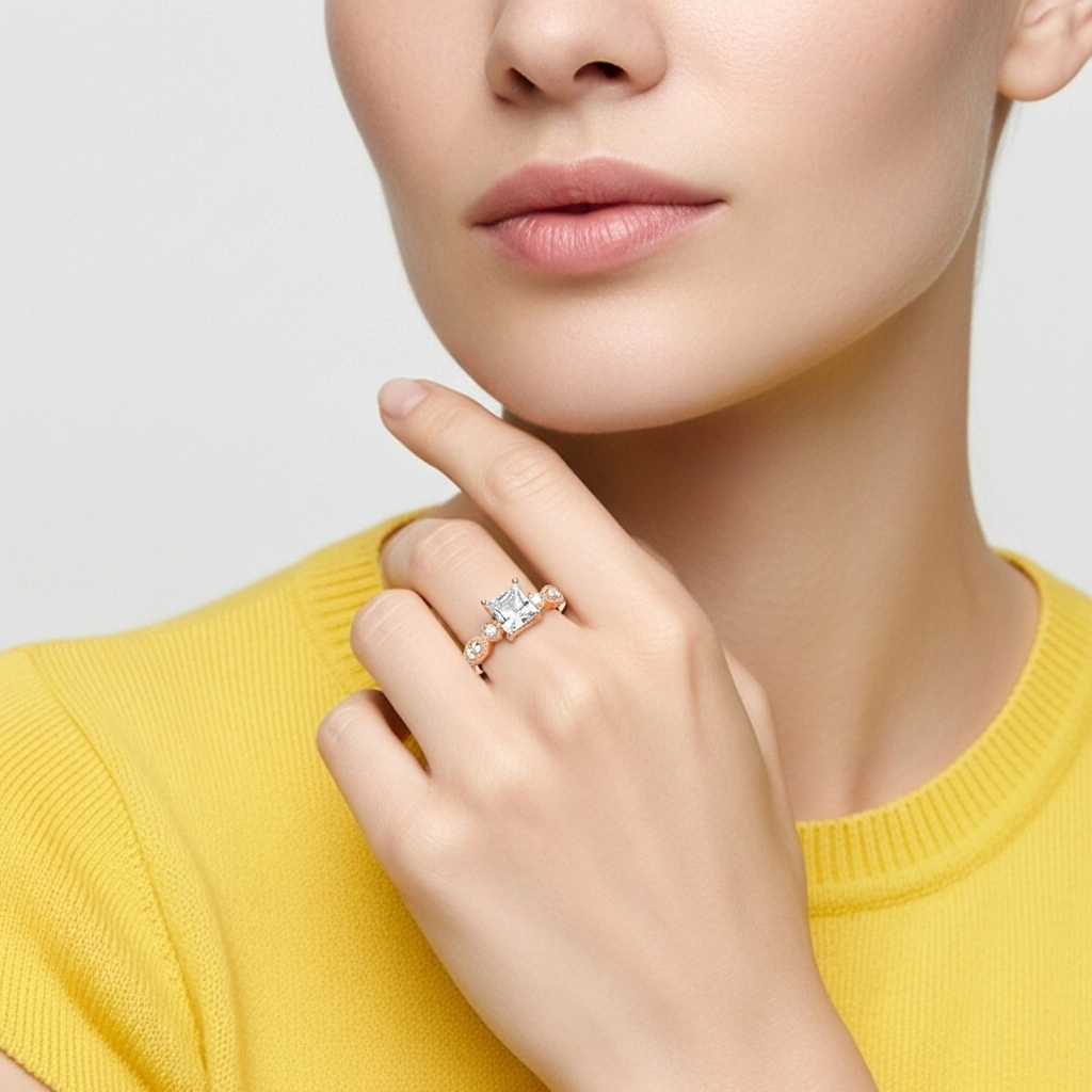 Retro Princess 2.00ct Moissanite Engagement Ring