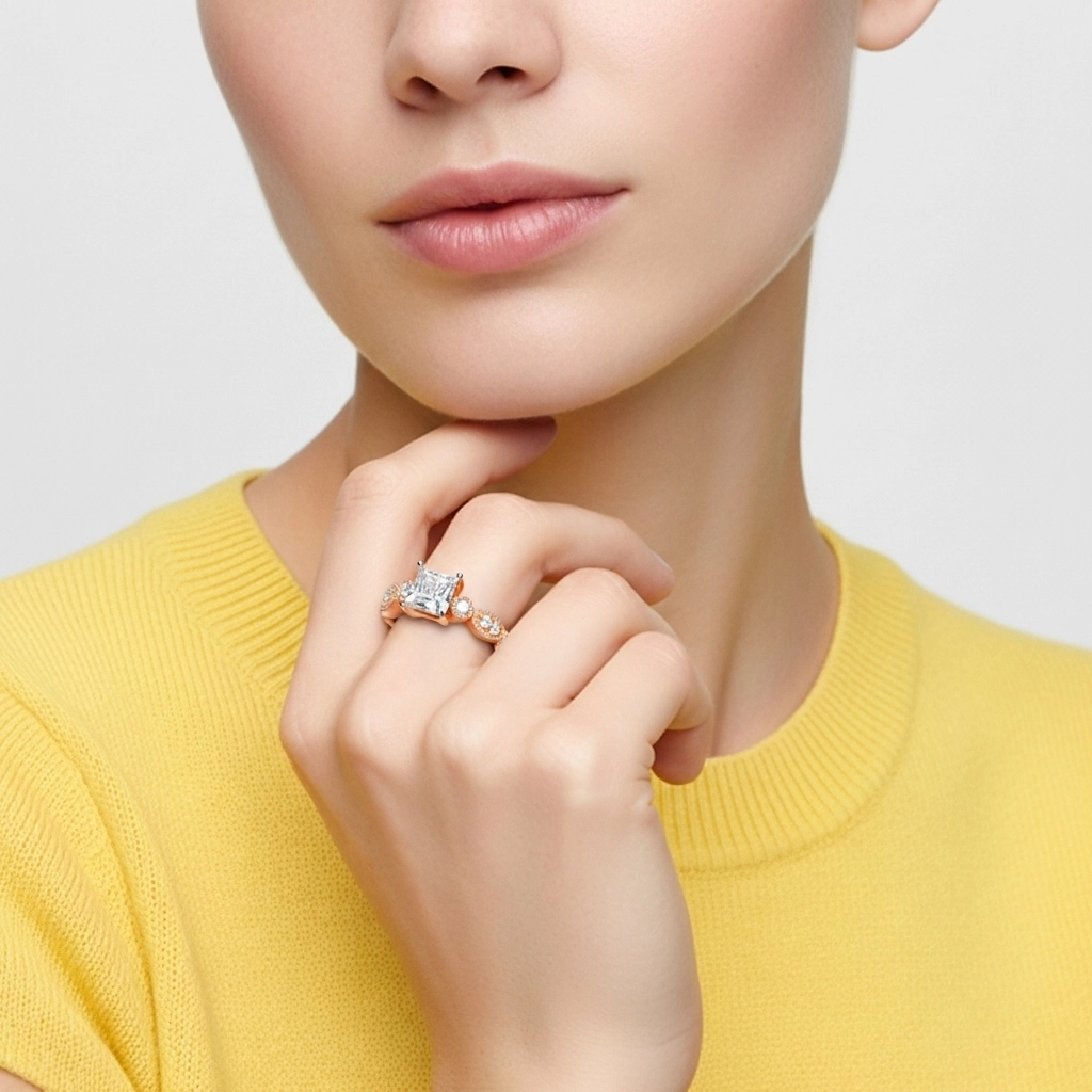 Retro Princess 2.00ct Moissanite Engagement Ring